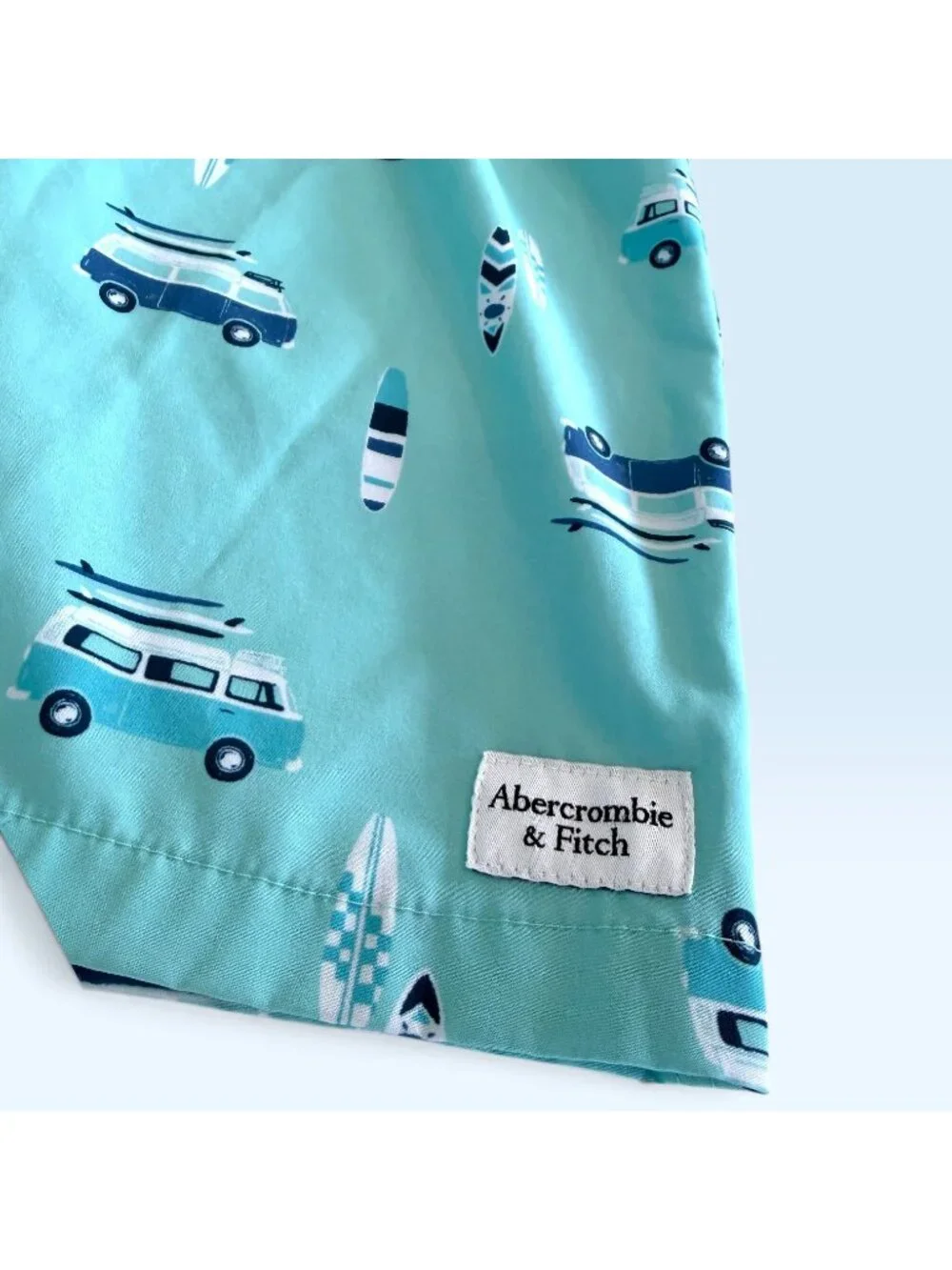 Abercrombie Kids Swim Trunks Boys 15/16 Blue Surf Van Print Lined Board Shorts